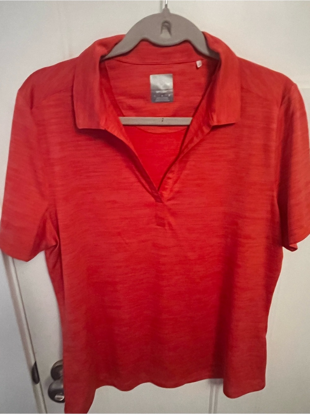 Callaway Orange-Red Short Sleeve V-Neck Polo Top